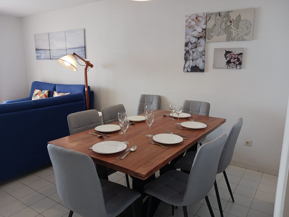 Living/dining room with sea views