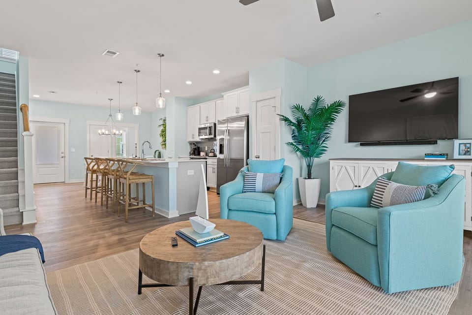 Living Area with Deck Access on Second Level