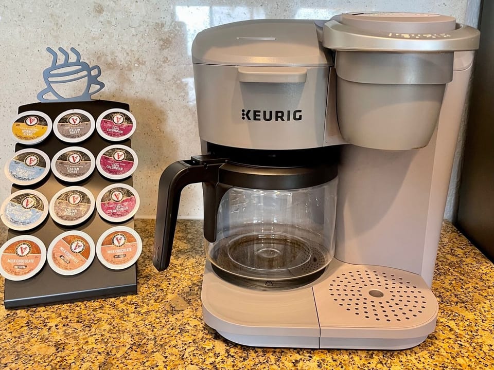 Dual Keurig coffeemaker for a single cup or full pot!