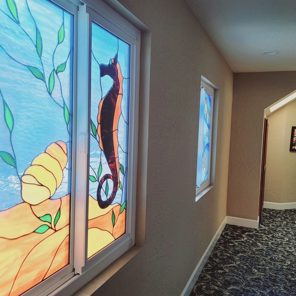 Stain Glass windows upstairs hallway