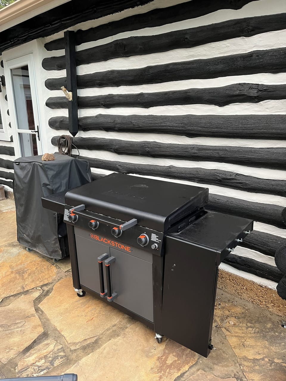 Propane 36" Blackstone Griddle on the flagstone patio!