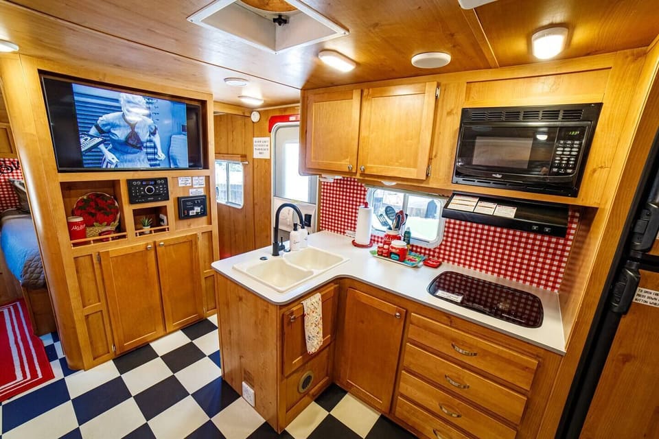 While the kitchen may come with a large sink, stove and microwave, a toaster oven is provided to you during your stay as well.