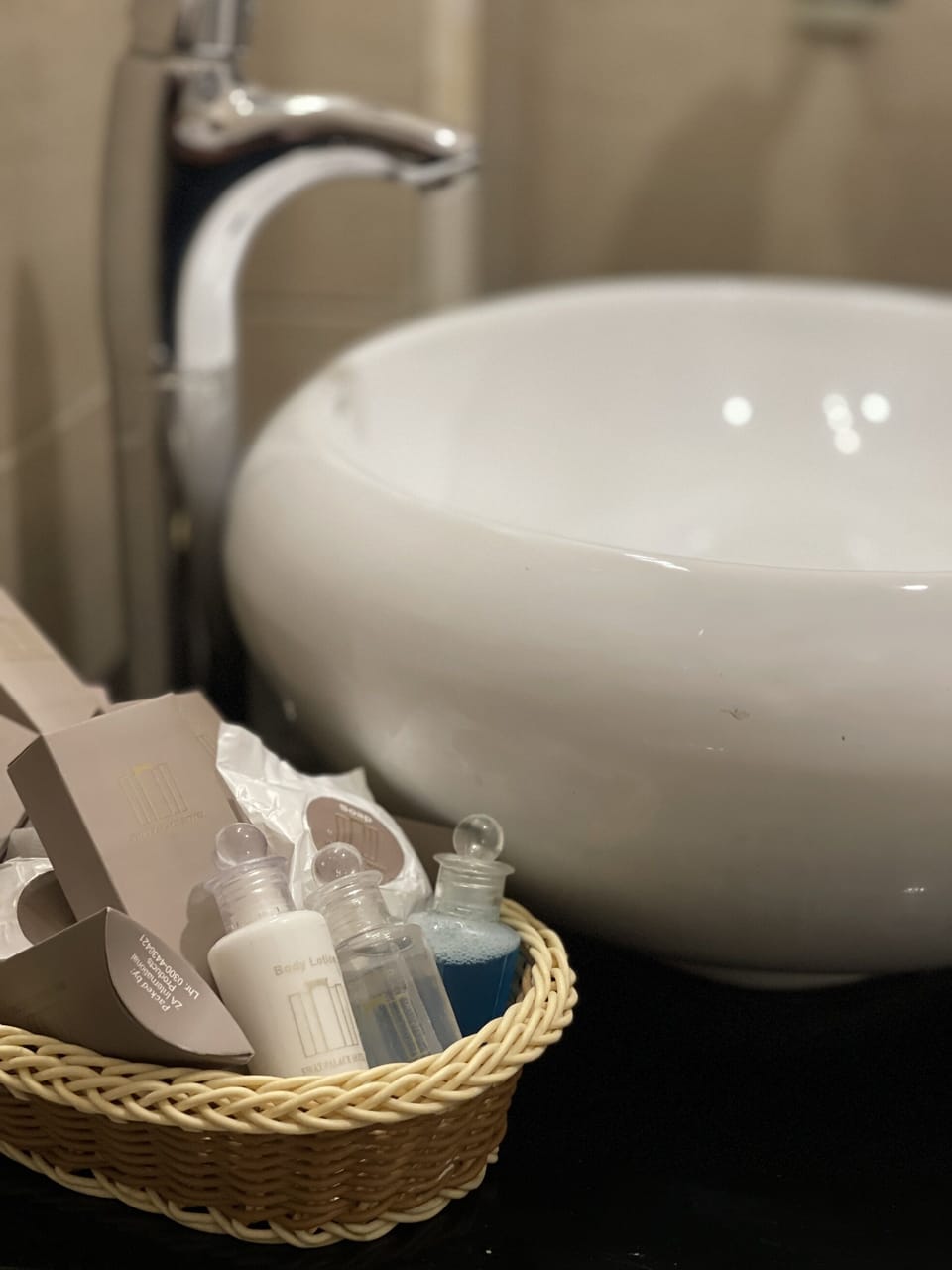Free toiletries, slippers, towels