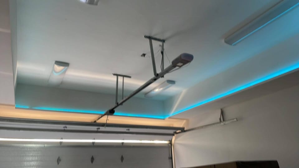 2 car garage. With speciality lighting. You get full use of the garage