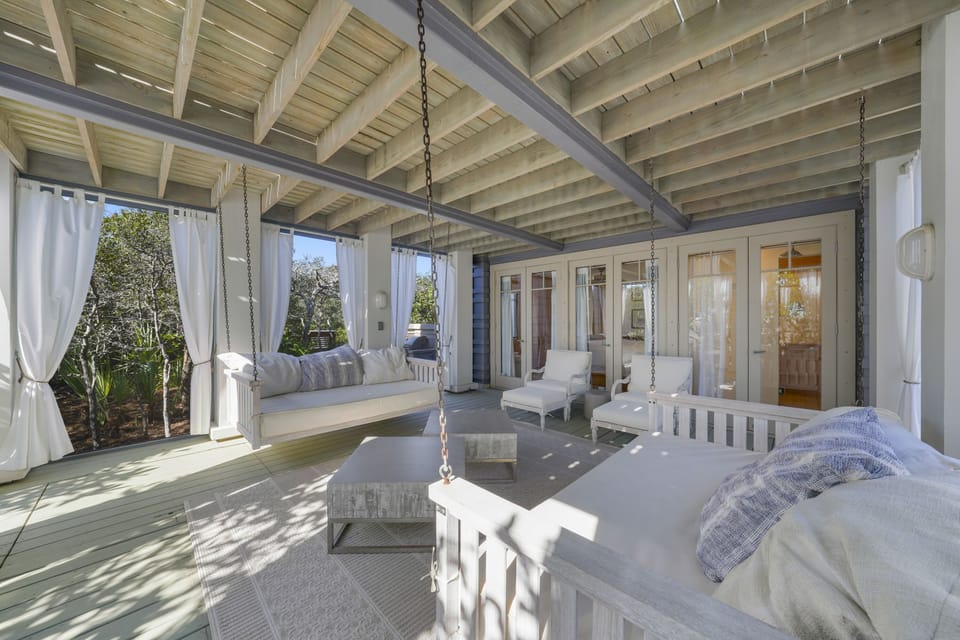 LARGE FURNISHED OUTDOOR PORCH W/BED SWINGS OFF PRIMARY