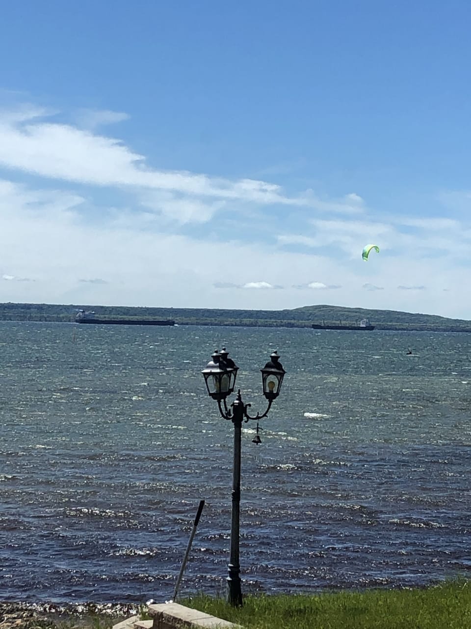 watch the ships- neighbour runs a parasailing school 
