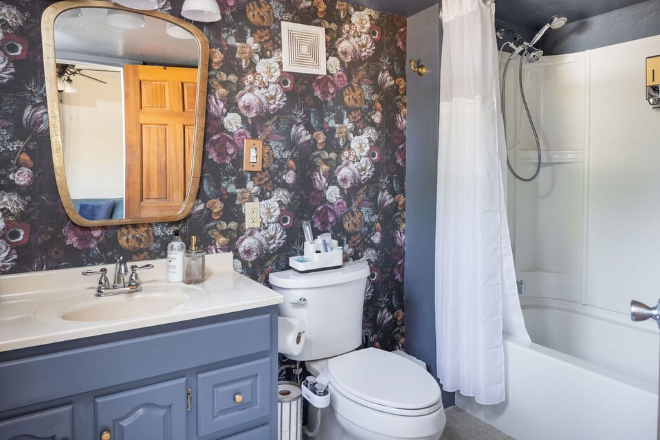 The bathroom is well appointed with plush hand/bath towels, makeup towels, shampoo/conditioner/body 