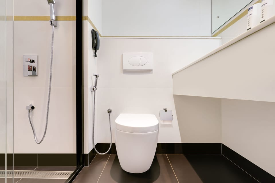 Deluxe Room | Bathroom | Rainfall showerhead, free toiletries, hair dryer, towels