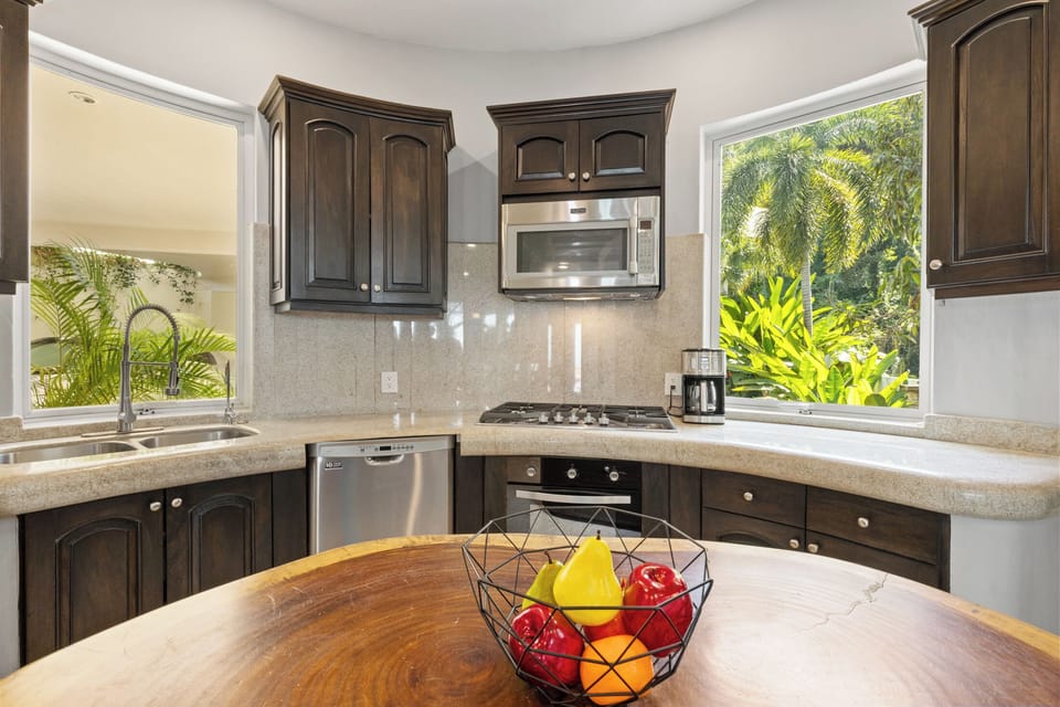 Jungle views from the chef's kitchen.