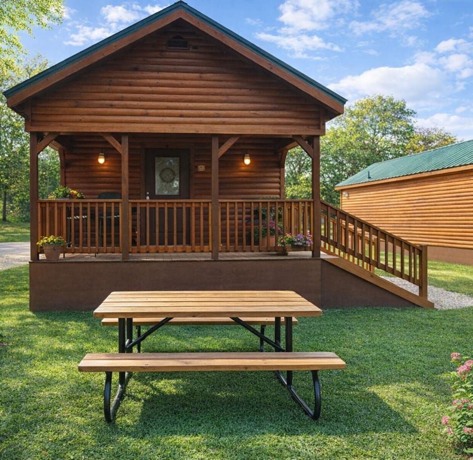 fron of cabin 8 porch