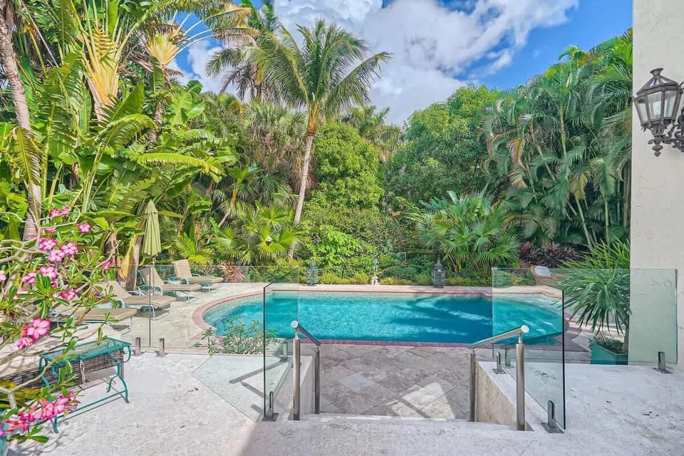 View to the pool from the loggia