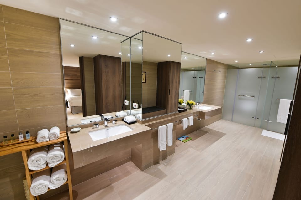 Shower, eco-friendly toiletries, hair dryer, slippers