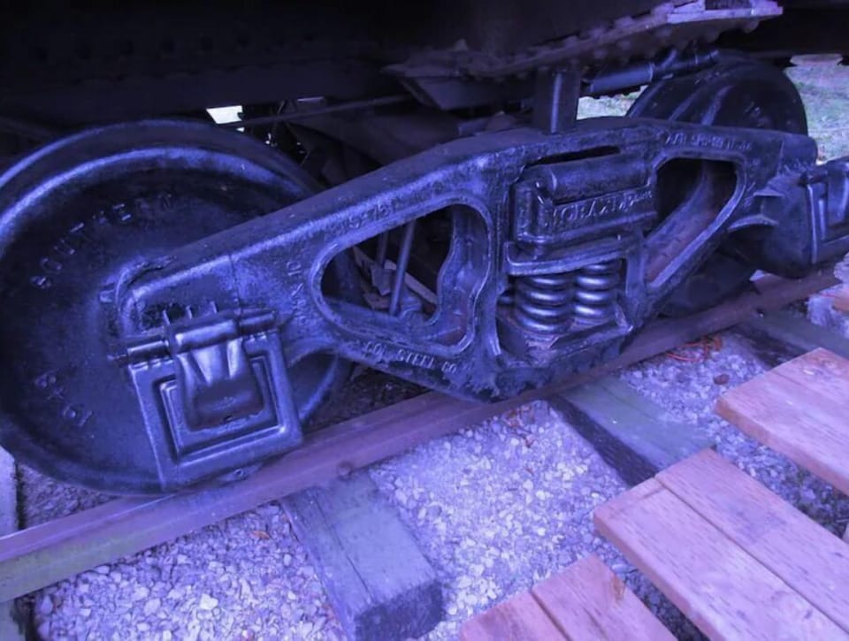 authentic railroad wheels that use to 'rock 'n roll' before extensive welding.