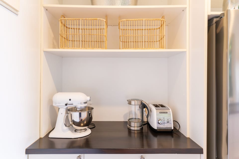 Luxury Villa | Private kitchen | Full-size fridge, microwave, oven, stovetop