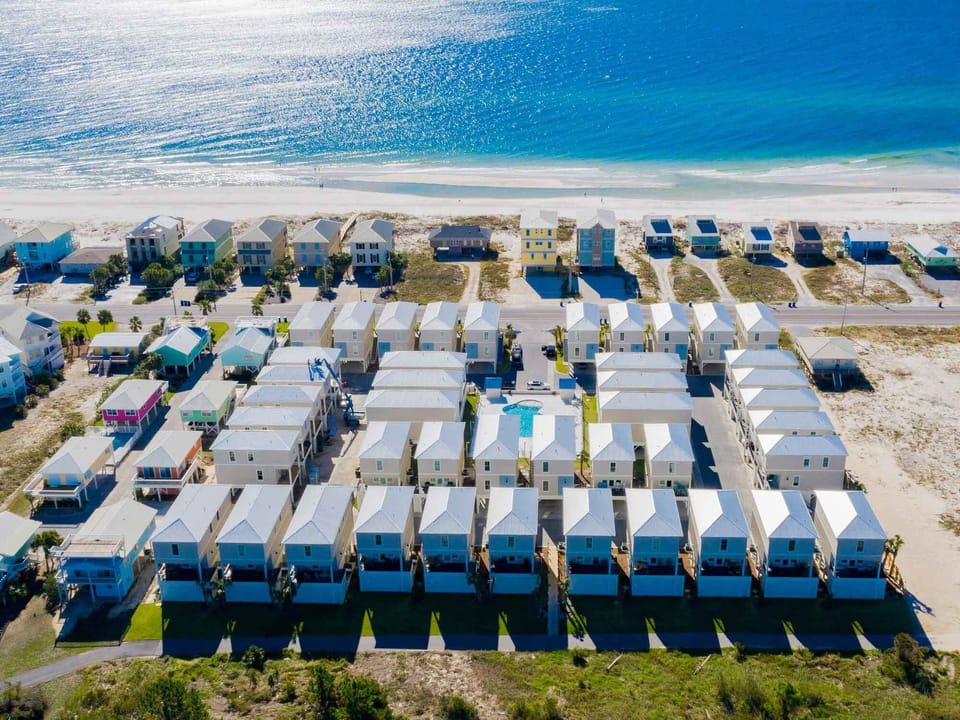 West Side Cottages Aerial View of Gulf