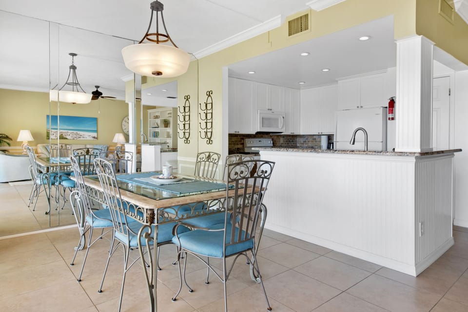 Indoor dining just off the living room and kitchen