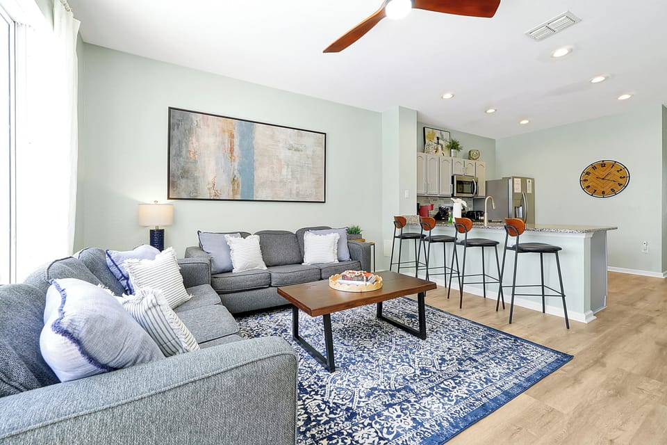 Plenty of Seating For Everyone In The Open Kitchen, Living, Dining Area