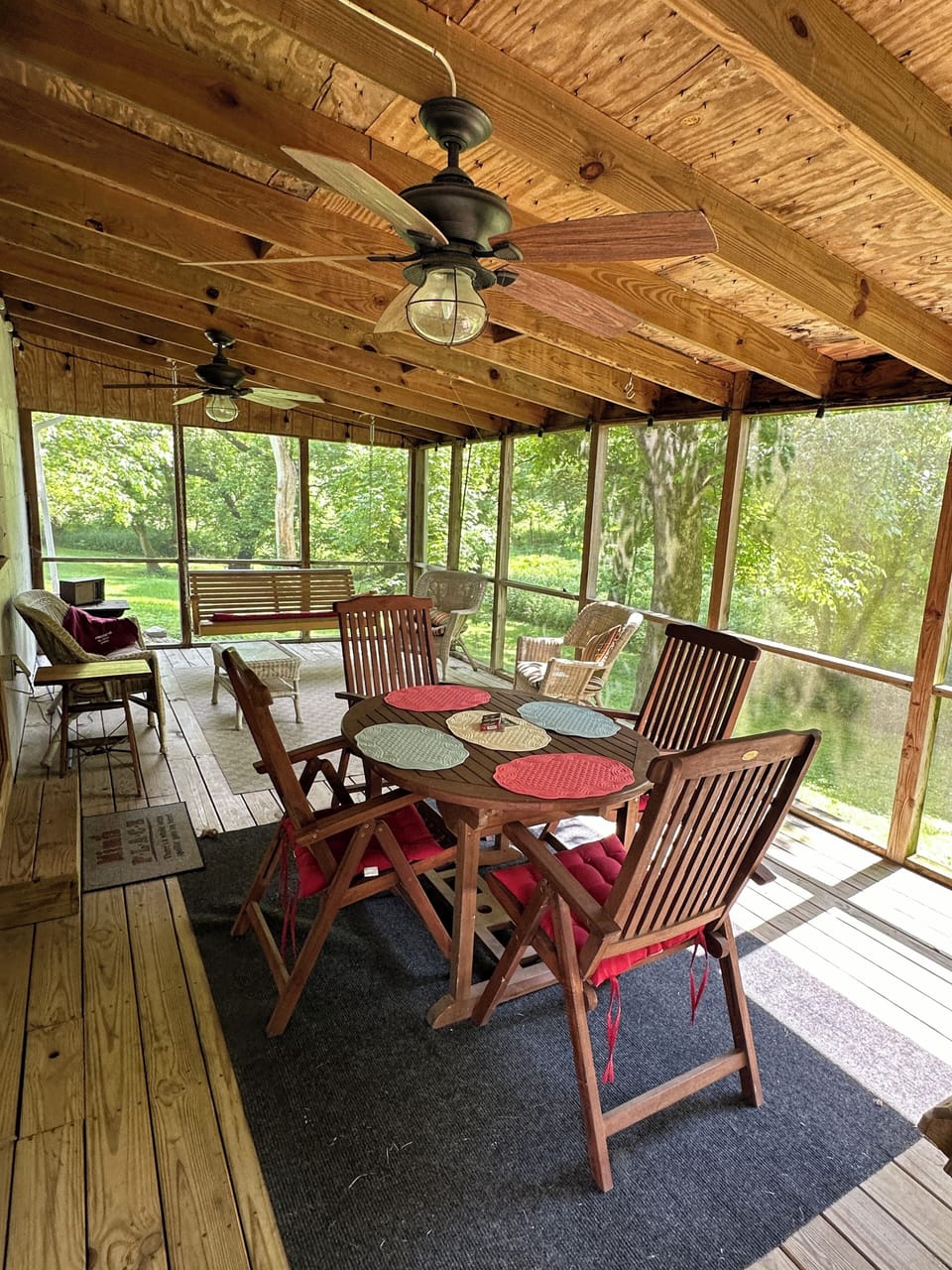 Breakfast and dinner to the sounds of the creek going by.
