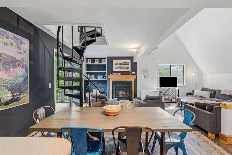 Dining Area — Table for 6 with Spiral Staircase View