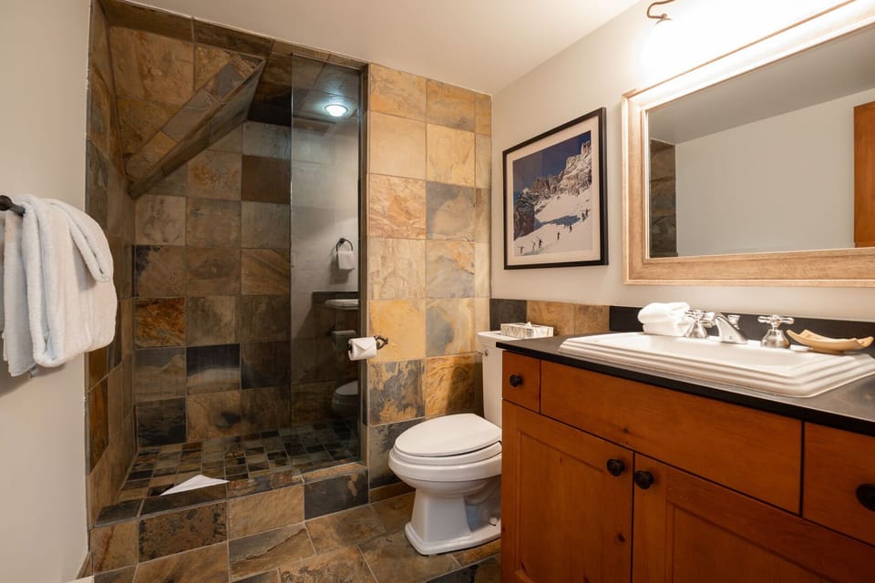 Updated second bath with everything you need for a comfortable stay.