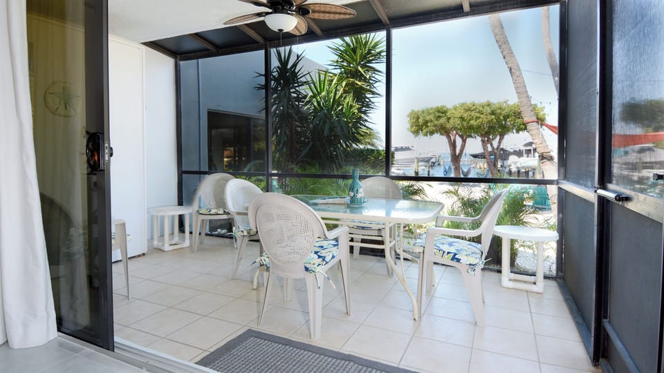Screened Patio off Living Room with Bay Views - Ground Floor