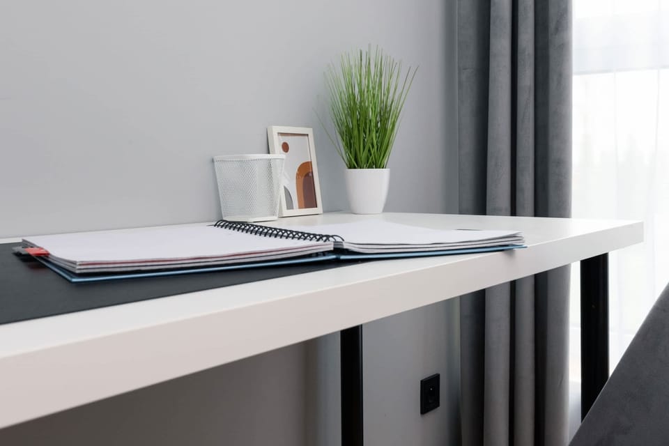 Desk with chair for remote work. 