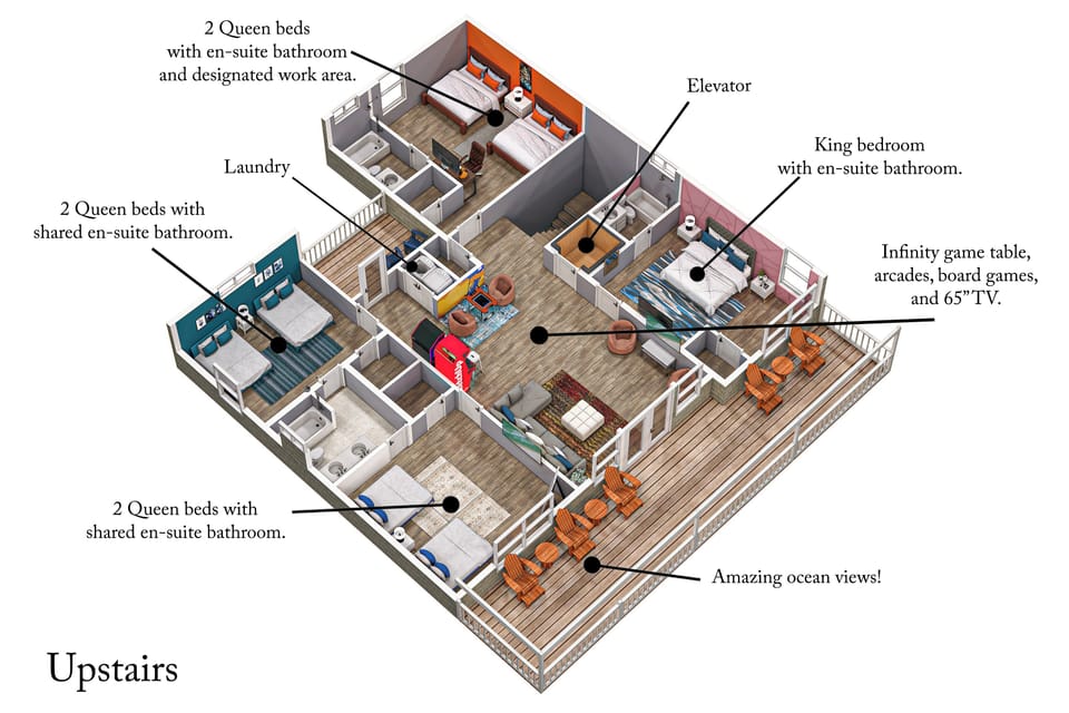 3D layout of the second floor