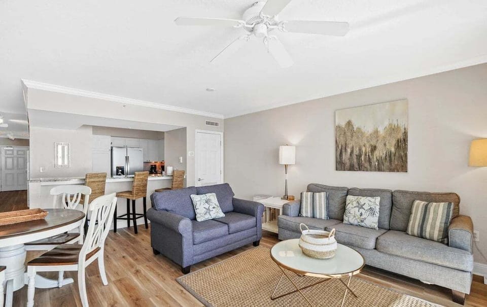 Living area with comfortable furnishings and TV