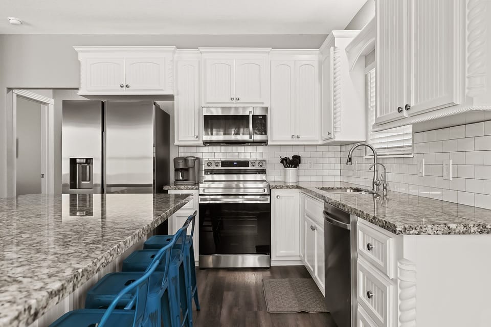 Fully stocked kitchen with everything you need to cook family meals.