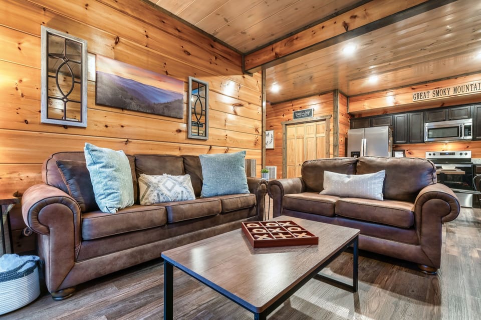 Living room opens to the kitchen