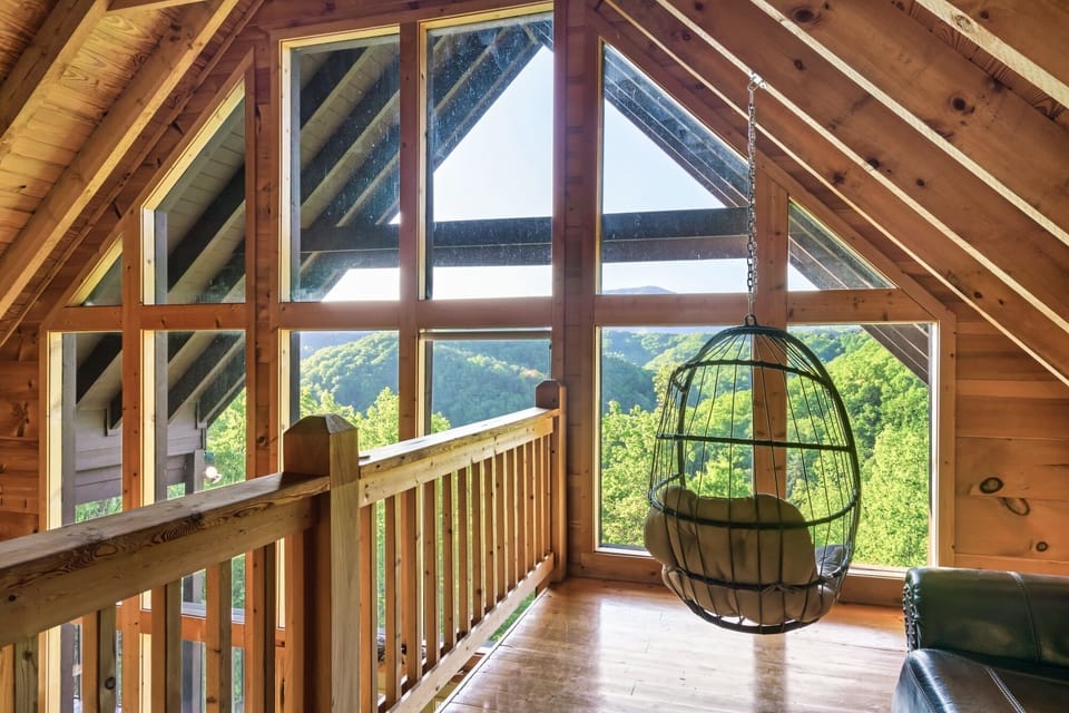 swing chair with wonderful view of mountain