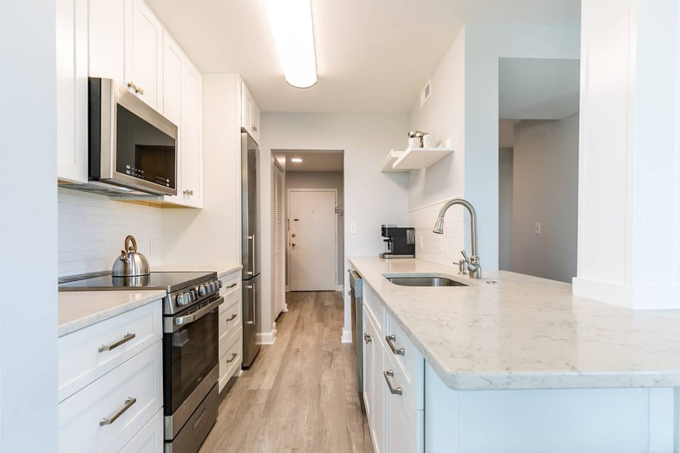 The kitchen is fully-stocked with everything you'll need to cook and serve a meal during your stay.