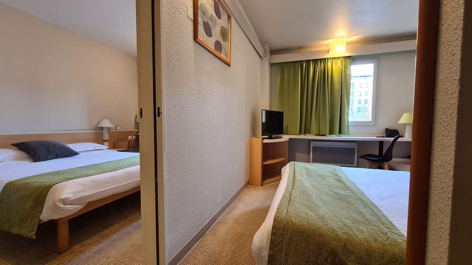 Room, Connecting Rooms | Premium bedding, desk, blackout drapes, iron/ironing board