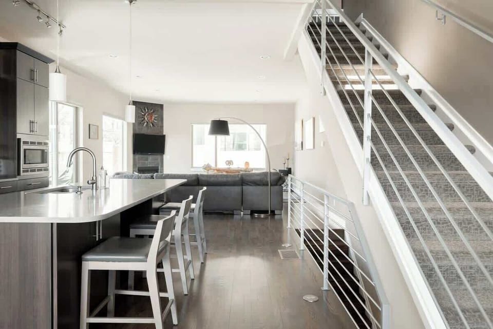 Bar-style seating at the kitchen island