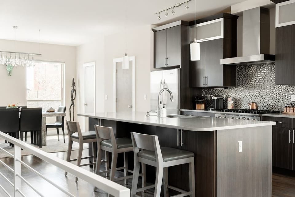 Bar-style seating (The coffee maker is drip only - no Nespresso or Keurig available for use)