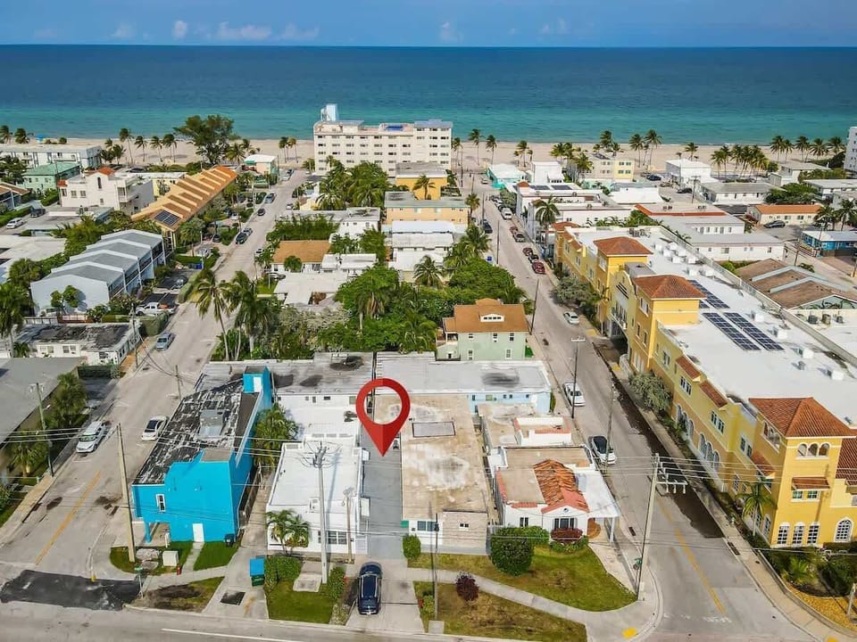 Stay steps from the beach in this centrally located rental, marked by the red pin in a vibrant coastal town. Walk to shops, restaurants, and the ocean!


