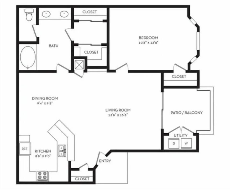 1 bedroom 1 bathroom 784 sq ft | Washer/Dryer in unit | Balcony 