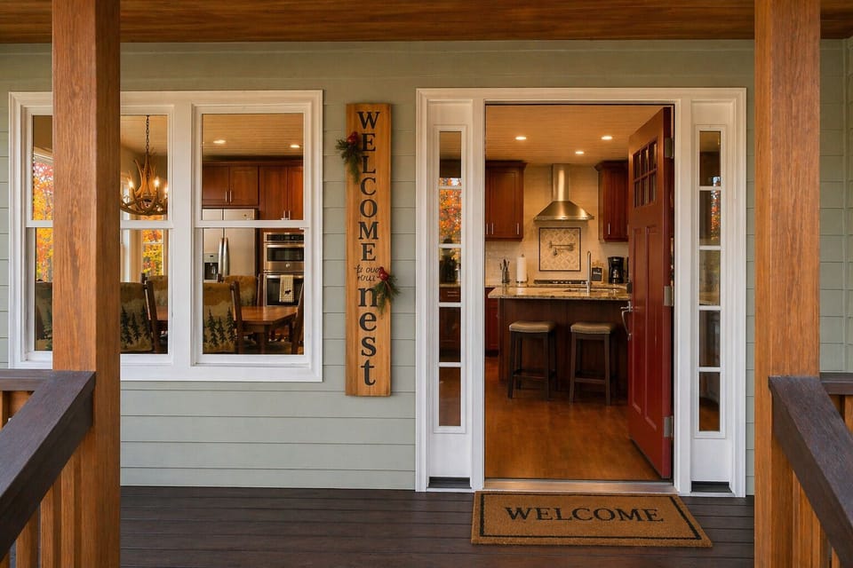Front porch - walk in, eat in kitchen. One of 3 decks with Mountain Views.
