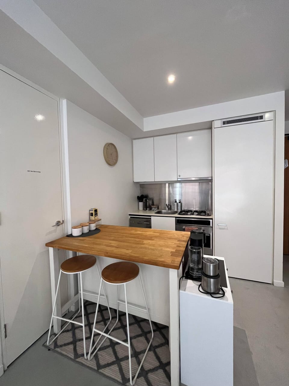 Dishwasher, microwave,  oven and cooktop. 