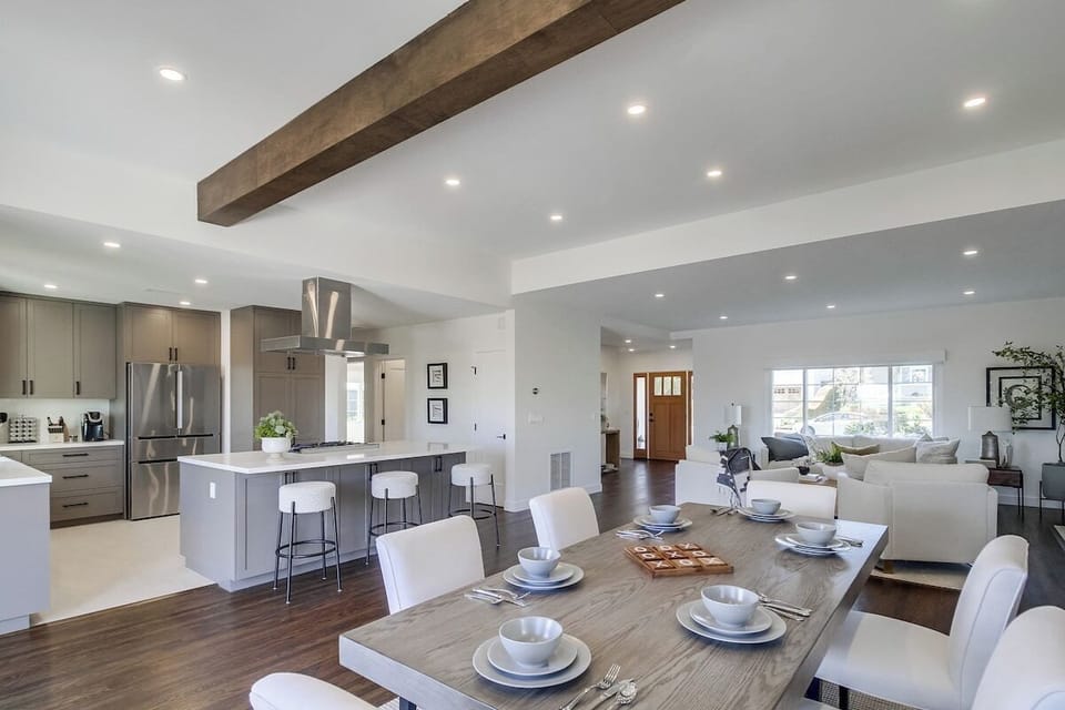 Modern design from the bright living space to the stylish kitchen