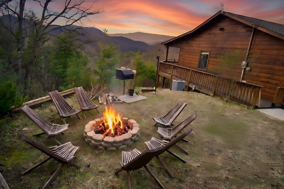 Roast marshmallows at the fire pit while taking in the long-range mountain views at sunset