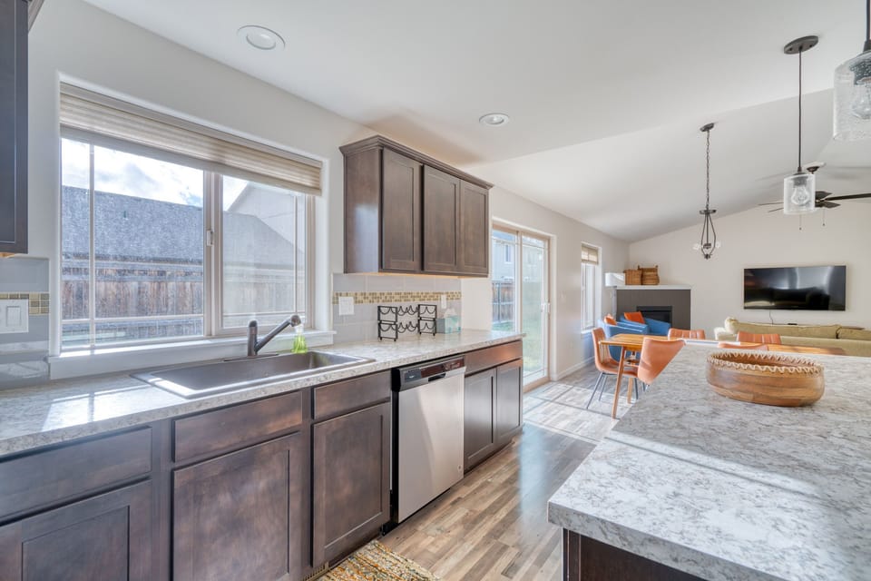 Enjoy the open floorplan and spacious vaulted ceilings.