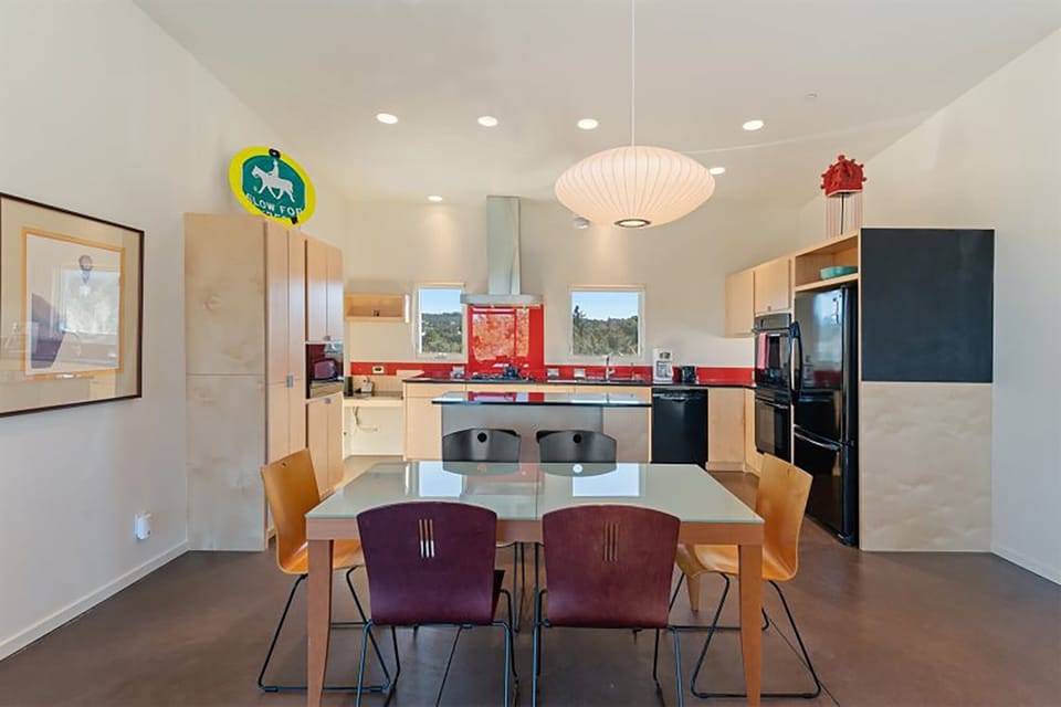 Dining and kitchen from living room