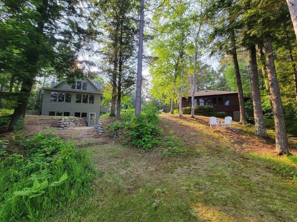 House and cabin from the water