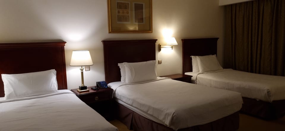 Combined shower/tub, free toiletries, hair dryer, bathrobes