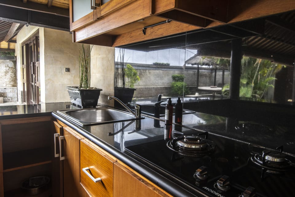 Villa, Private Pool | Private kitchen | Coffee/tea maker, fridge, stovetop, highchair