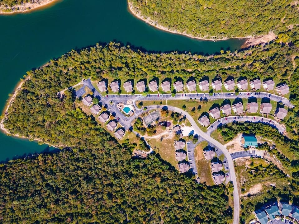 An epic bird's-eye view of a town from above!