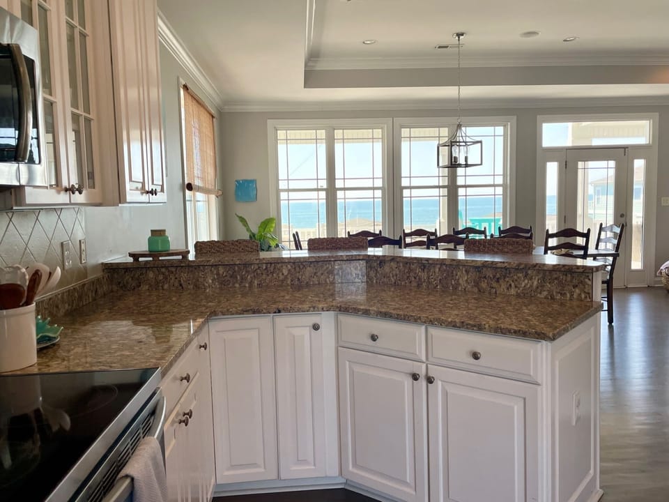 The view from the large kitchen