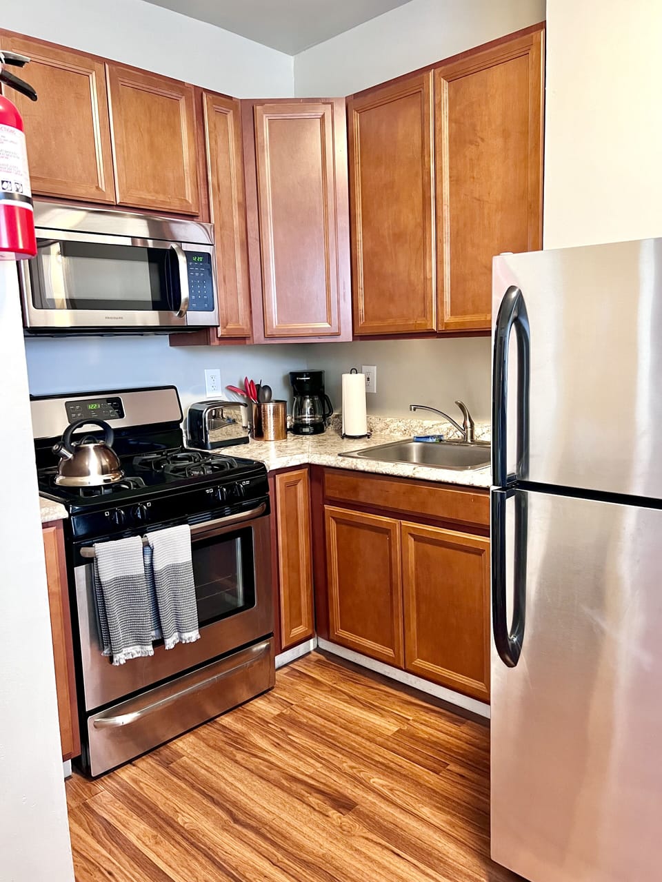 Fully stocked kitchen with essentials to cook meals at home