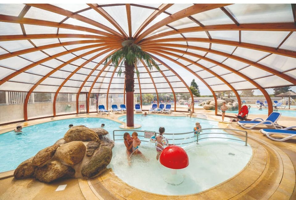 An inviting indoor pool with a tropical vibe, ideal for all-weather fun and relaxation.